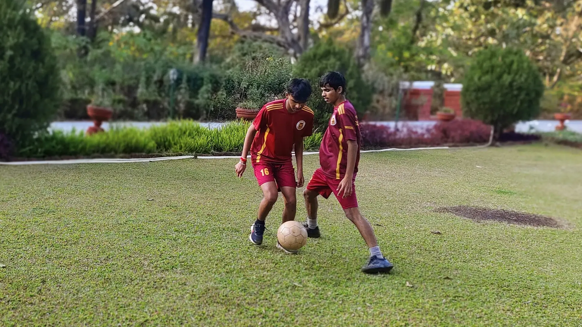 Games on the field with the hills behind